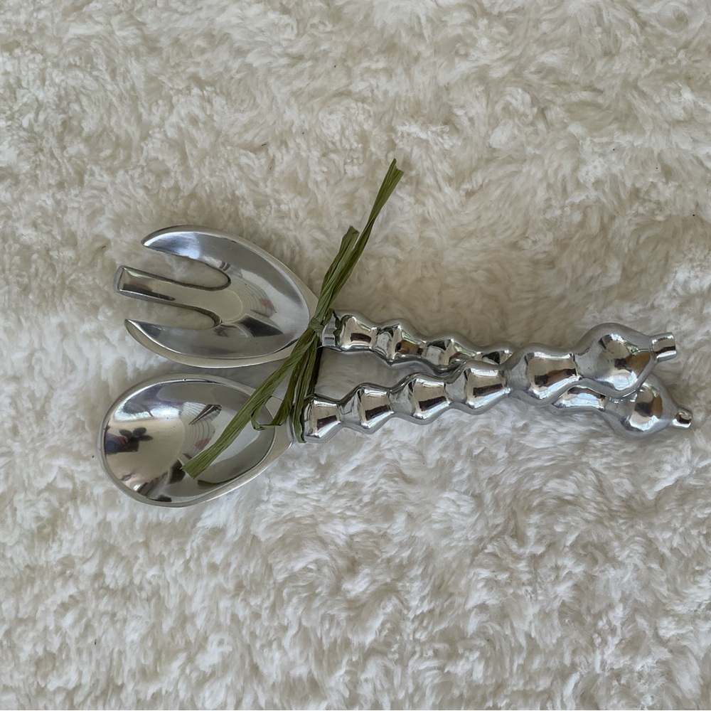 Silver Decorative Salad Serving Set by